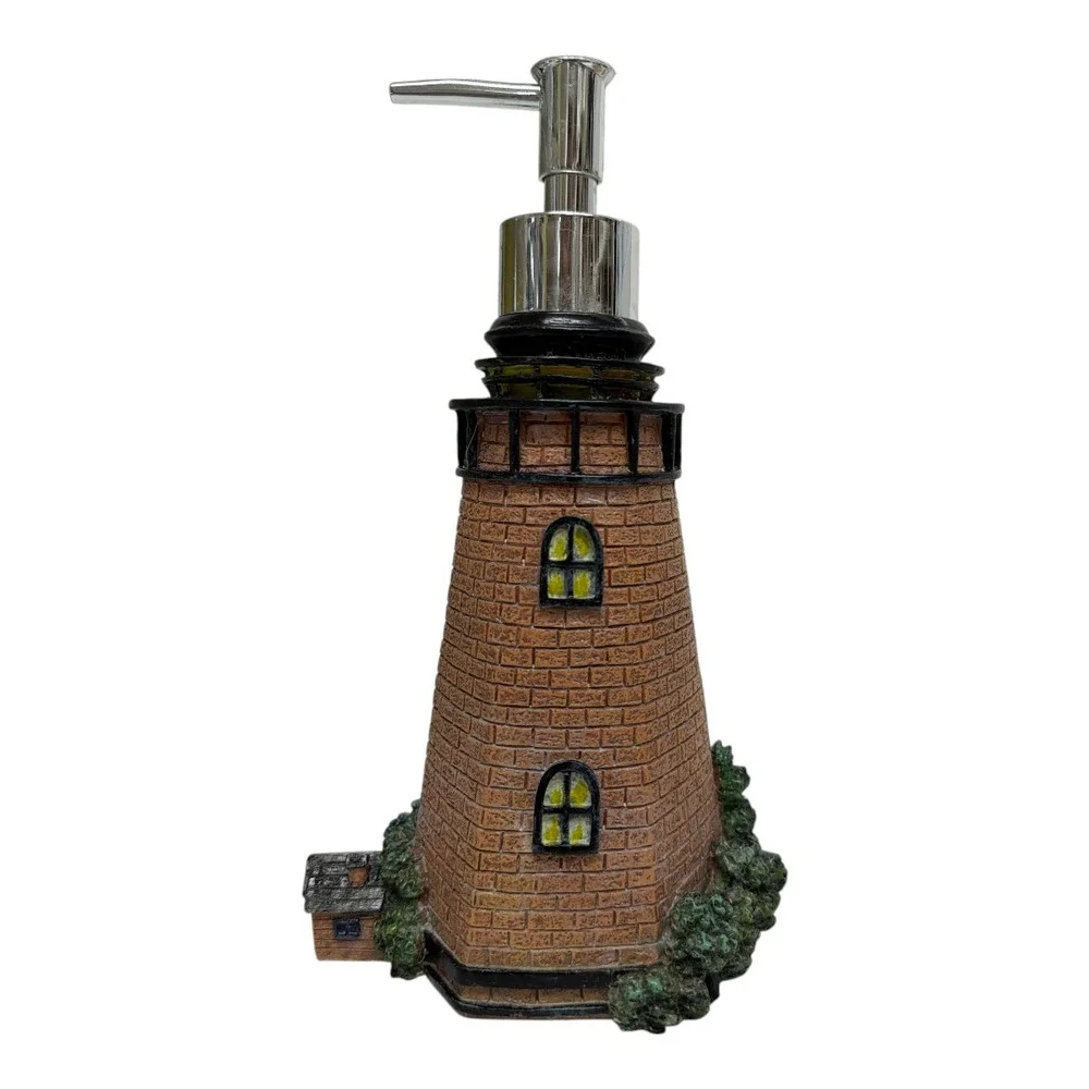 Lighthouse Soap Lotion Dispenser Ceramic Nautical EUC 8.5